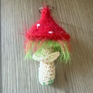 AUTHENTIC HAND-KNIT MINI CROCHET “MUSHROOM” CHARM KEYCHAIN